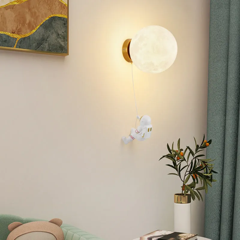 Children's room moon wall lamp modern minimalist Nordic 15cm diameter LED light fixture