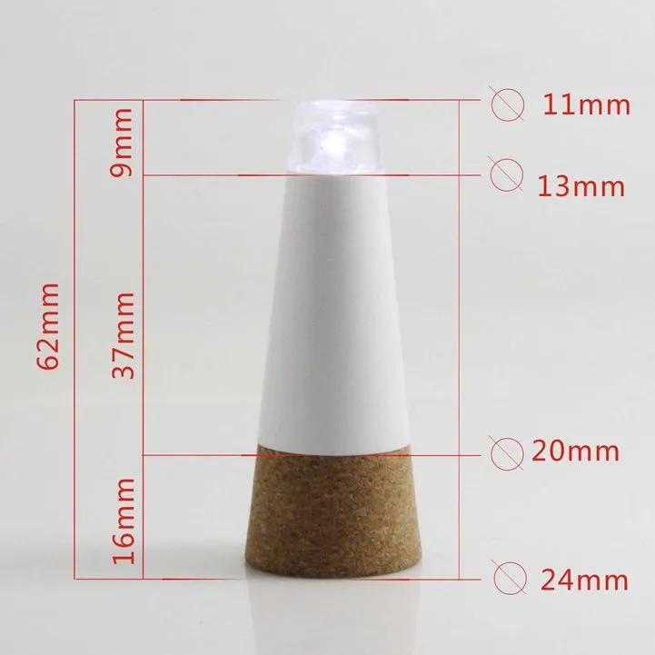 A plastic rechargeable LED bottle cap light for holiday decoration, measuring 30mm wide.