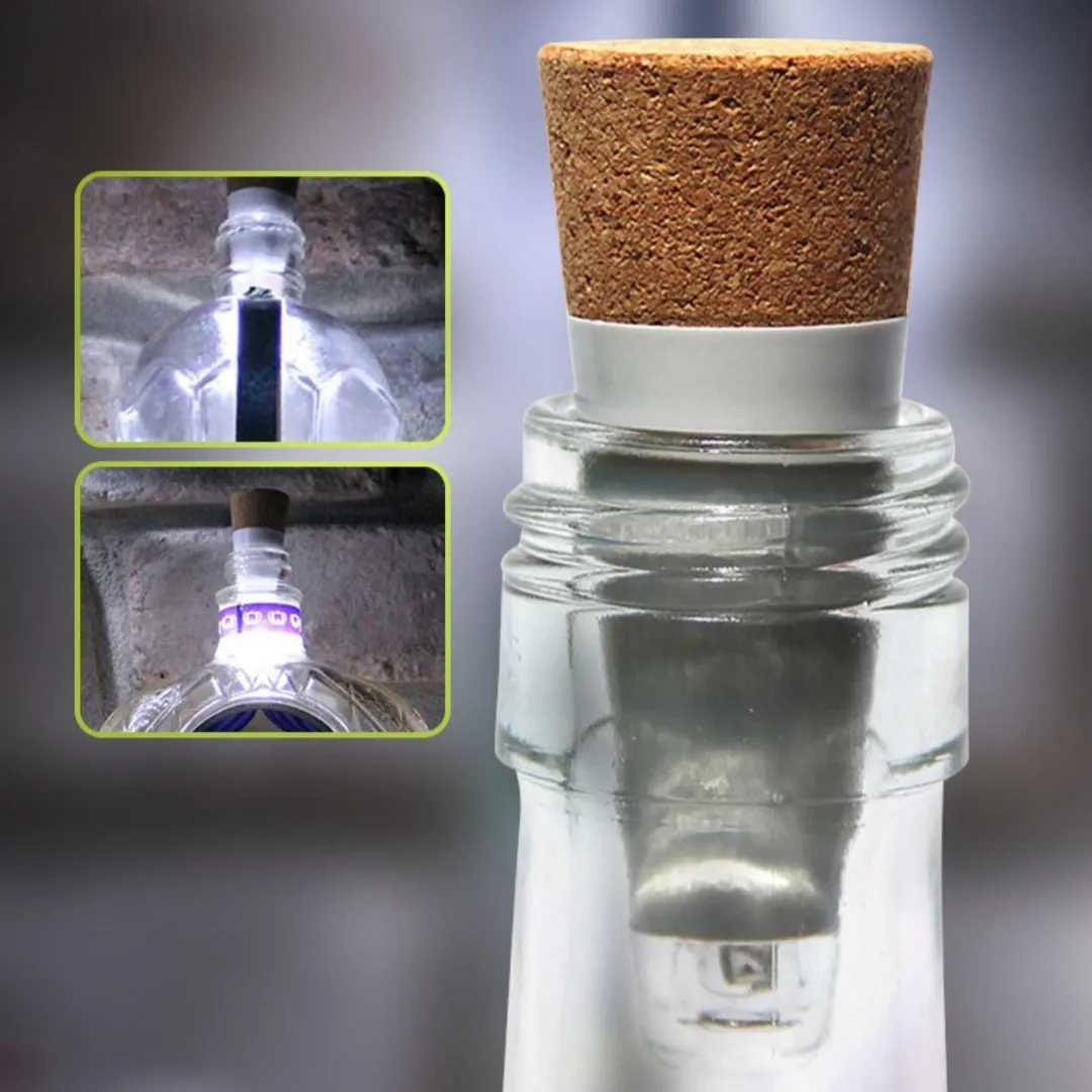 A plastic rechargeable LED bottle cap light for holiday decoration, measuring 30mm wide.