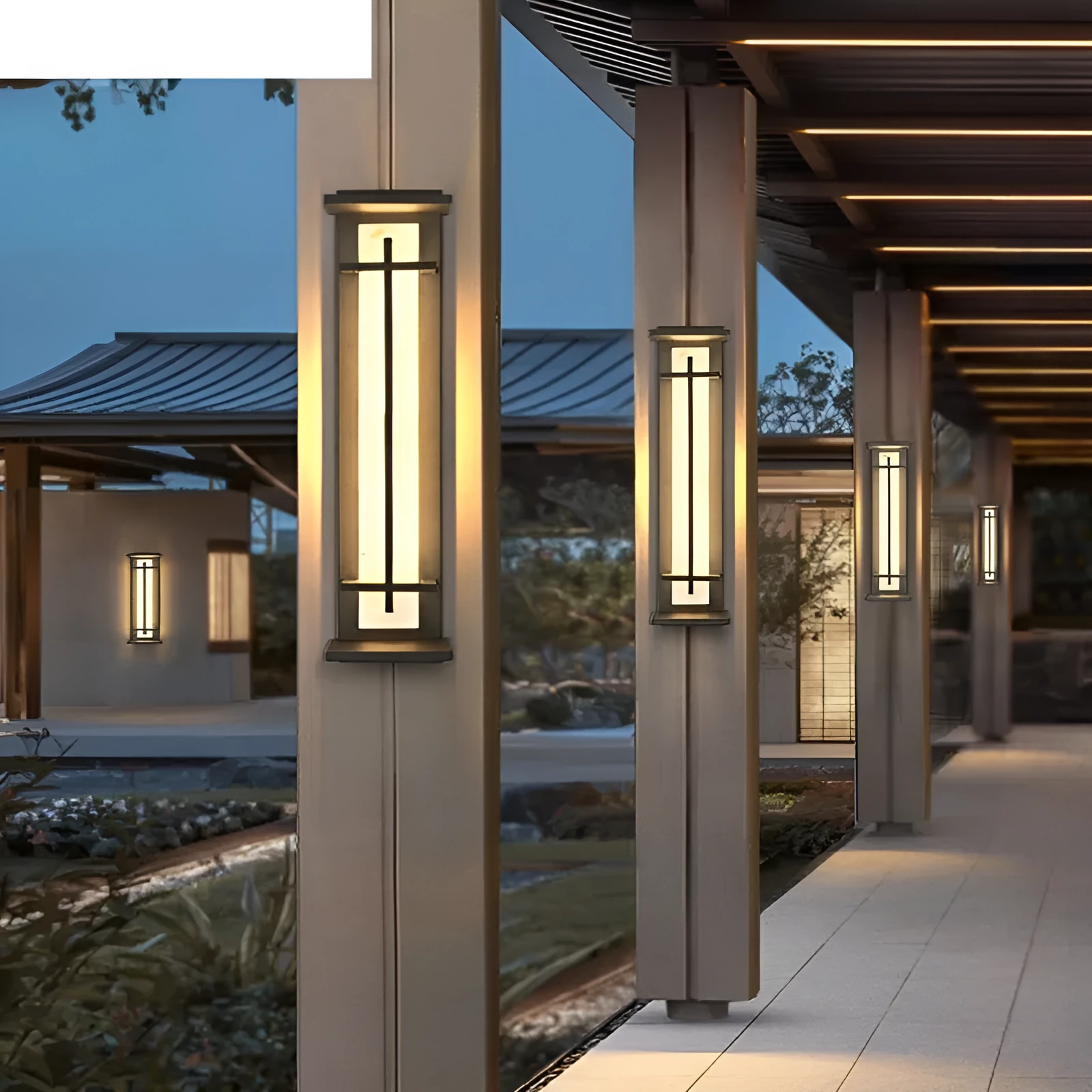 Black IP65 waterproof strip wall lamp 50cm aluminium outdoor garden light on wall