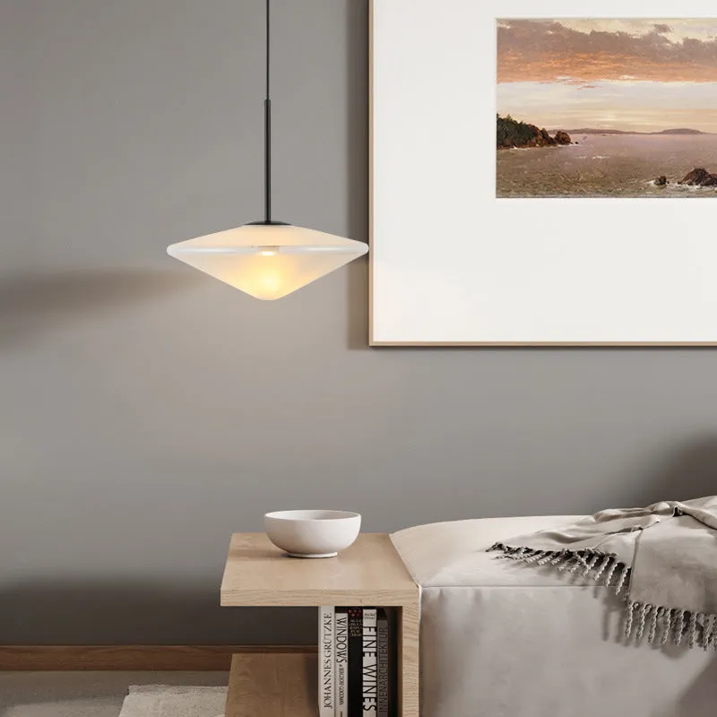 Nordic post-modern light luxury UFO glass chandelier in 35cm size with clear glass shade for ceiling installation