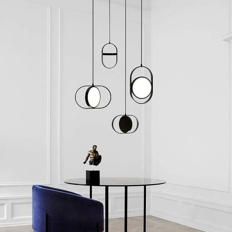 Nordic bedside lamp with reversible magic eye and integrated power strip in black horizontal style