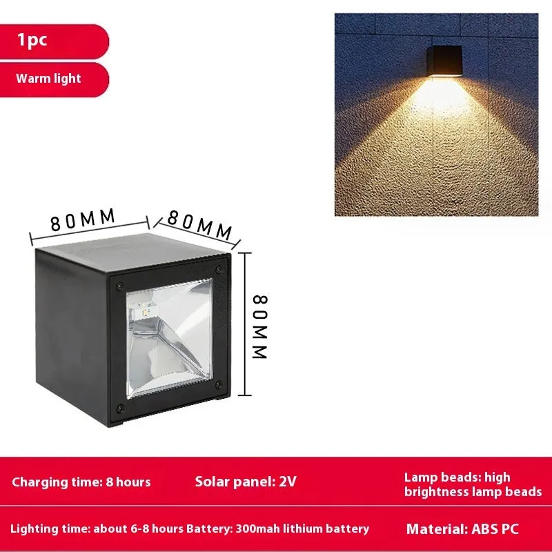 Solar outdoor landscape wall lamp with ABS shell, warm light, and IPX4 protection