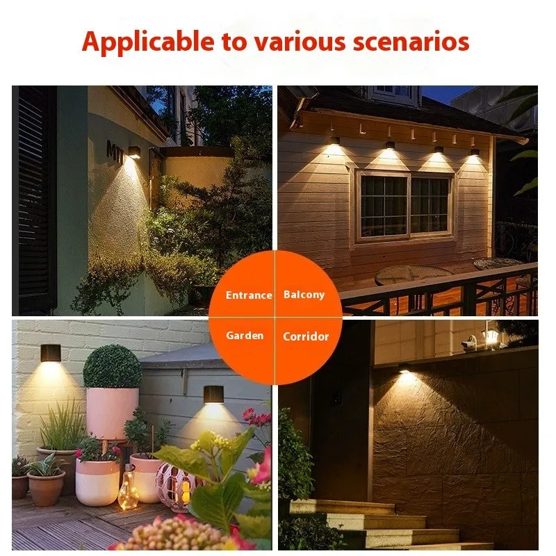 Solar outdoor landscape wall lamp with ABS shell, warm light, and IPX4 protection