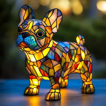 Resin golden retriever standing LED night lamp modern art carving 19x16x18 cm