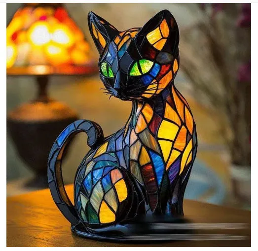 Resin golden retriever standing LED night lamp modern art carving 19x16x18 cm