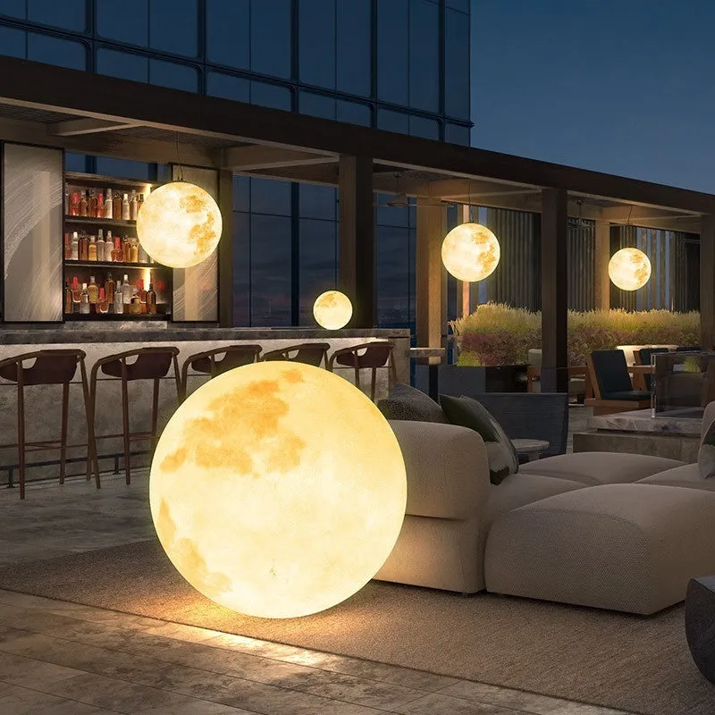 Moon chandelier acrylic planet art pendant light in warm light 20cm diameter for indoor use