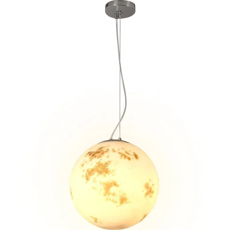 Moon chandelier acrylic planet art pendant light in warm light 20cm diameter for indoor use