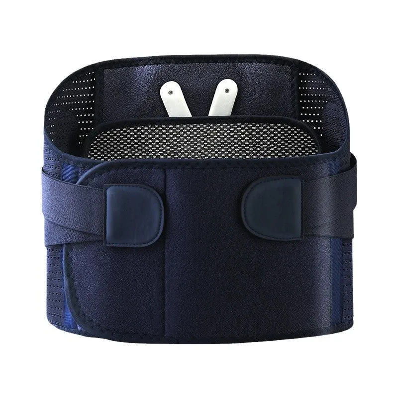 Dark blue warm massage vibration waist supporter with USB charging cable