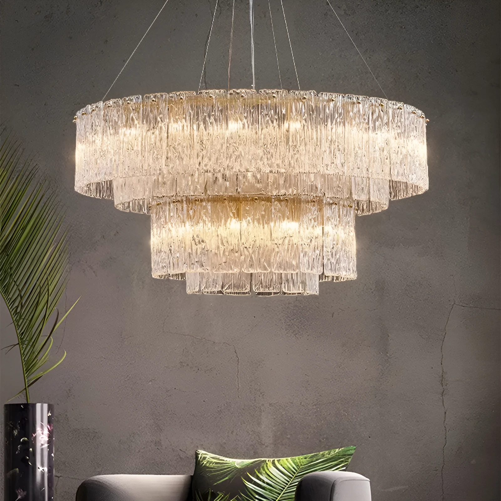 Italian light luxury glass chandelier lamp round 45cm for living room bedroom home