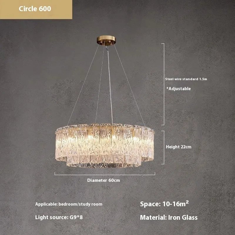 Italian light luxury glass chandelier lamp round 45cm for living room bedroom home