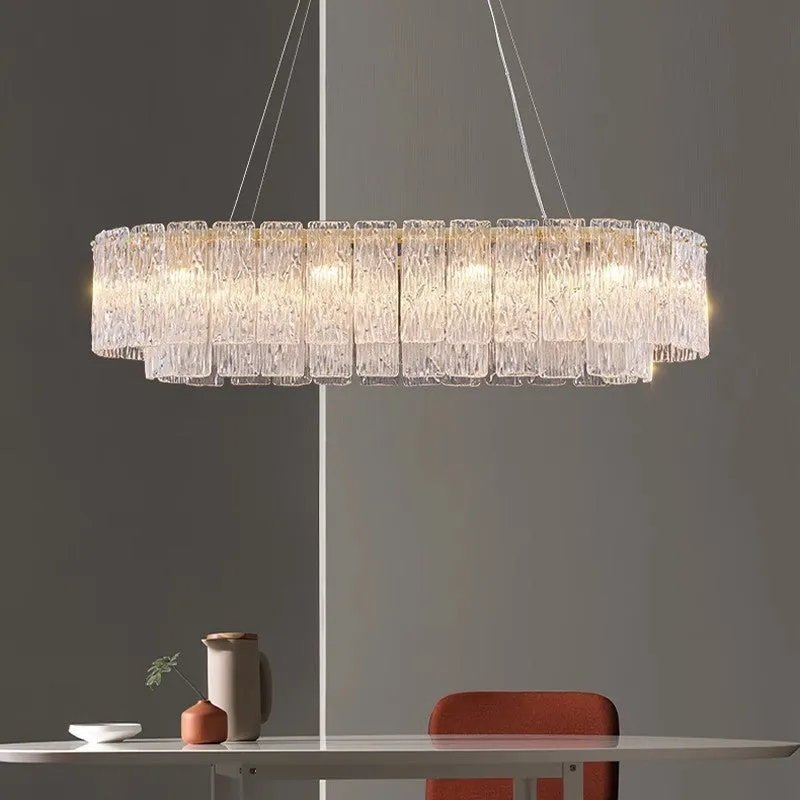 Italian light luxury glass chandelier lamp round 45cm for living room bedroom home