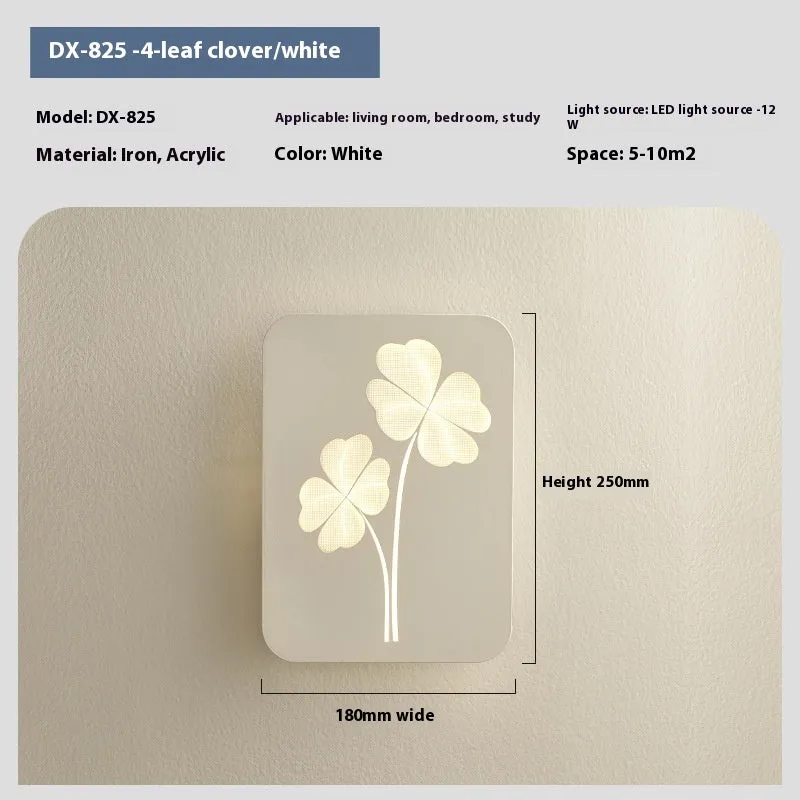 Modern wall lamp with acrylic decorative shade showing tricolour LED lighting and iron construction