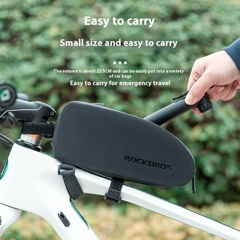 Black plastic portable mini bicycle tyre inflator with dual American and French valve compatibility