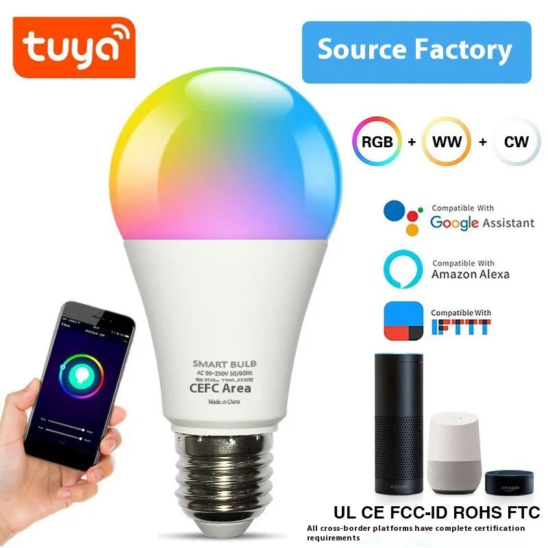 Graffiti WiFi Bluetooth smart bulb with RGB electrodeless dimming, 9W/15W, socket-powered, IP20 indoor use