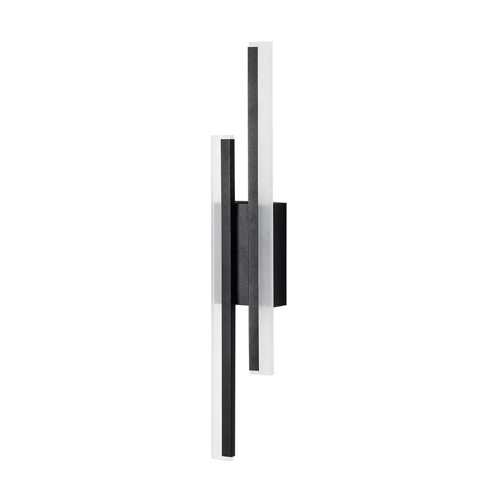 Gold-finished double line wall lamp, 500mm long, with modern design on a white wall.