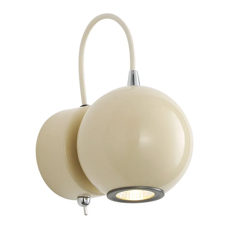 Cream Nordic style bedside wall lamp with magnetic suction base showing 5W warm light