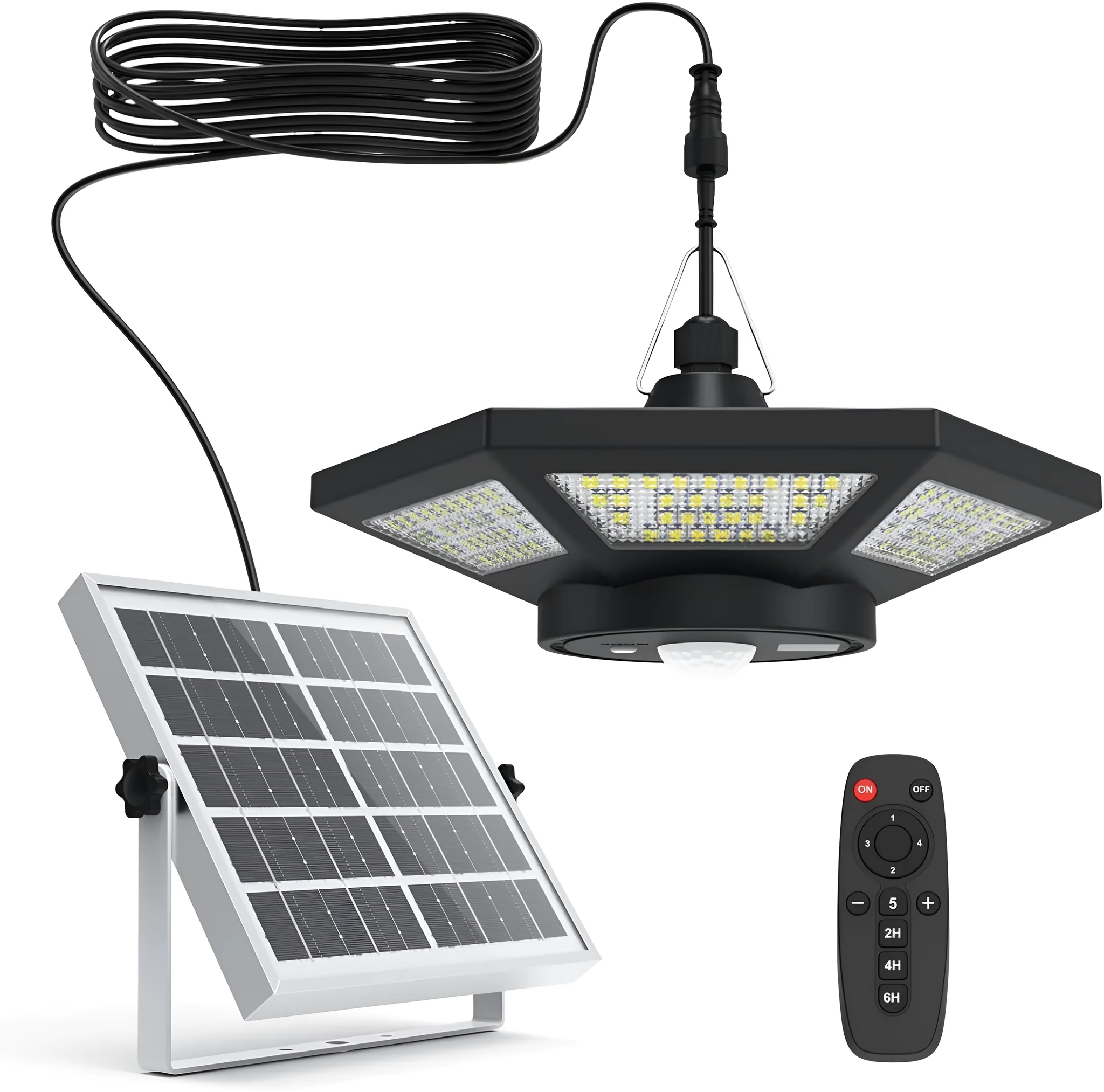 Solar garage light 4-leaf 6-side design 7W outdoor wall lamp with remote control
