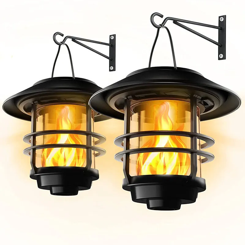 New solar LED outdoor glass wall lamp with flame or warm light option, IP65 rated