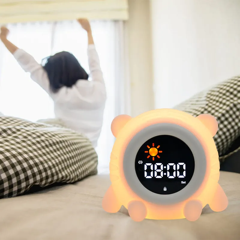 White soft edible silicone alarm clock for children with puppy style and music function