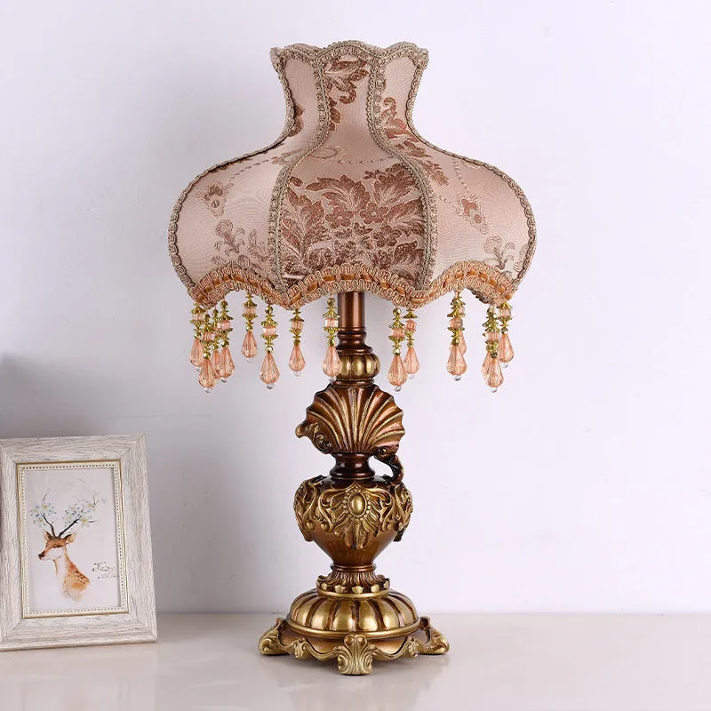European Style Retro Study Table Lamp Light Luxury Living Room Bedroom 55cm Height Button Switch UK Standard Compatible