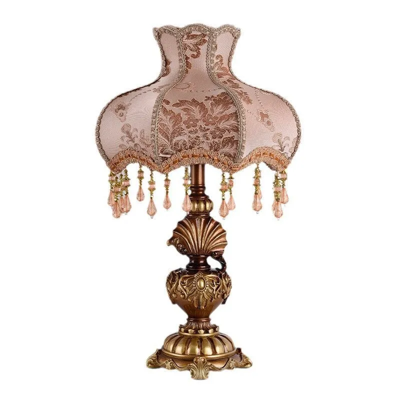 European Style Retro Study Table Lamp Light Luxury Living Room Bedroom 55cm Height Button Switch UK Standard Compatible