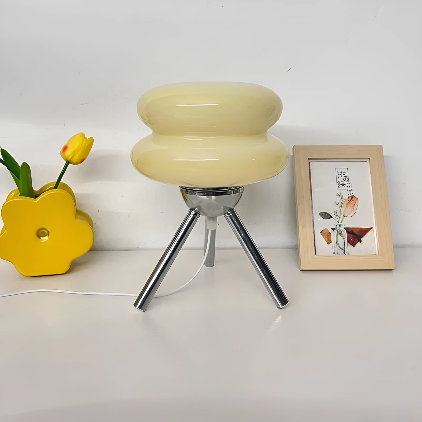 Geometric glass desk lamp in modern minimalist style with multiple colour options