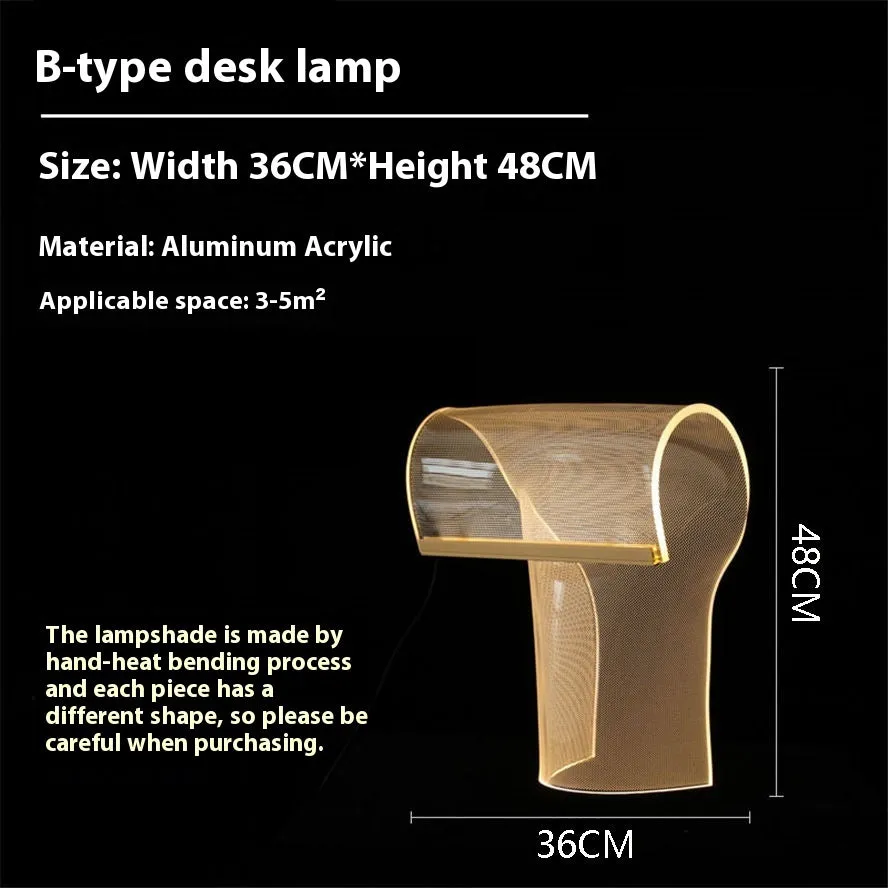 Irregular artistic acrylic ribbon table lamp in living room setting