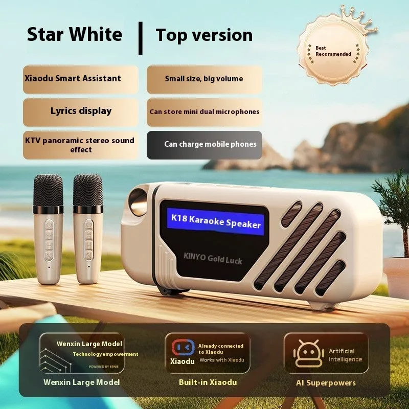 K18PRO Pixel Edition Bluetooth speaker microphone in Milky White with control buttons and microphone grille