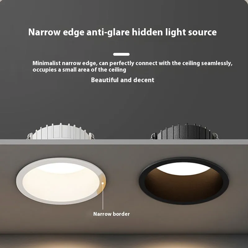 White aluminium embedded downlight with 90mm hole size, 12W, 3000K warm light, modern simplicity style for ceiling installation