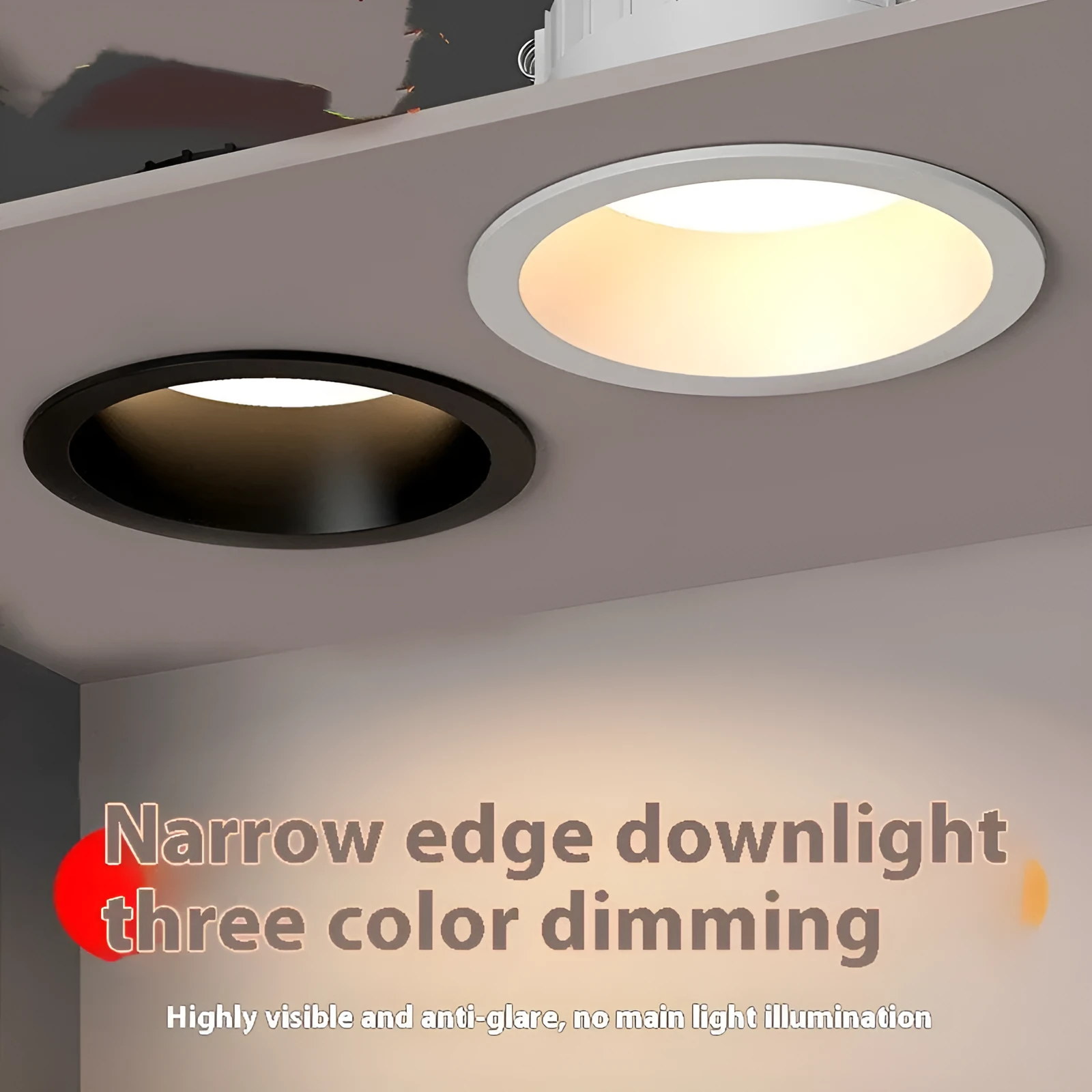 White aluminium embedded downlight with 90mm hole size, 12W, 3000K warm light, modern simplicity style for ceiling installation