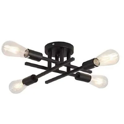 Modern Nordic 4-head ceiling lamp in Black Gold finish for living room or bar counter
