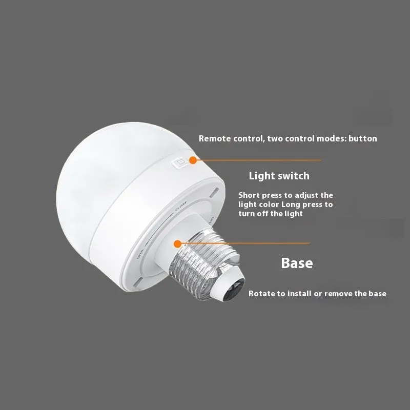 RGB rechargeable LED atmosphere bulb with remote control, 3.5W, E27 base, built-in lithium battery