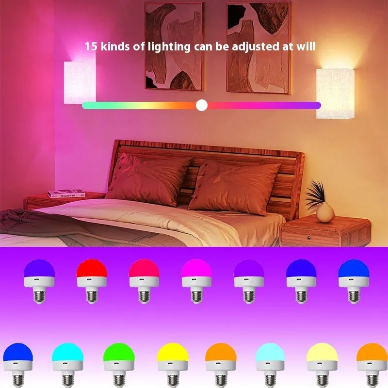 RGB rechargeable LED atmosphere bulb with remote control, 3.5W, E27 base, built-in lithium battery