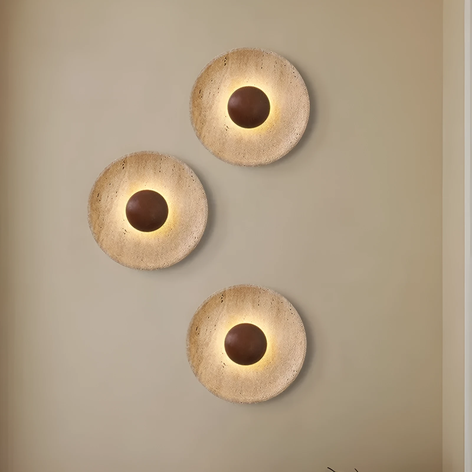 Marble LED wall lamp with tricolor light, walnut colour finish, modern simplicity design for bedside