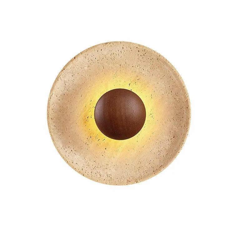Marble LED wall lamp with tricolor light, walnut colour finish, modern simplicity design for bedside