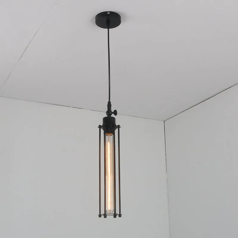 American small droplight dining table pendant light wrought iron black single head