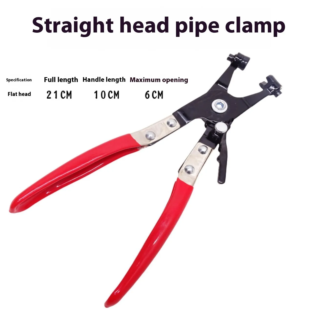 Nine-piece pipe clamp pliers set with red handles and split straight throat jaws on white background