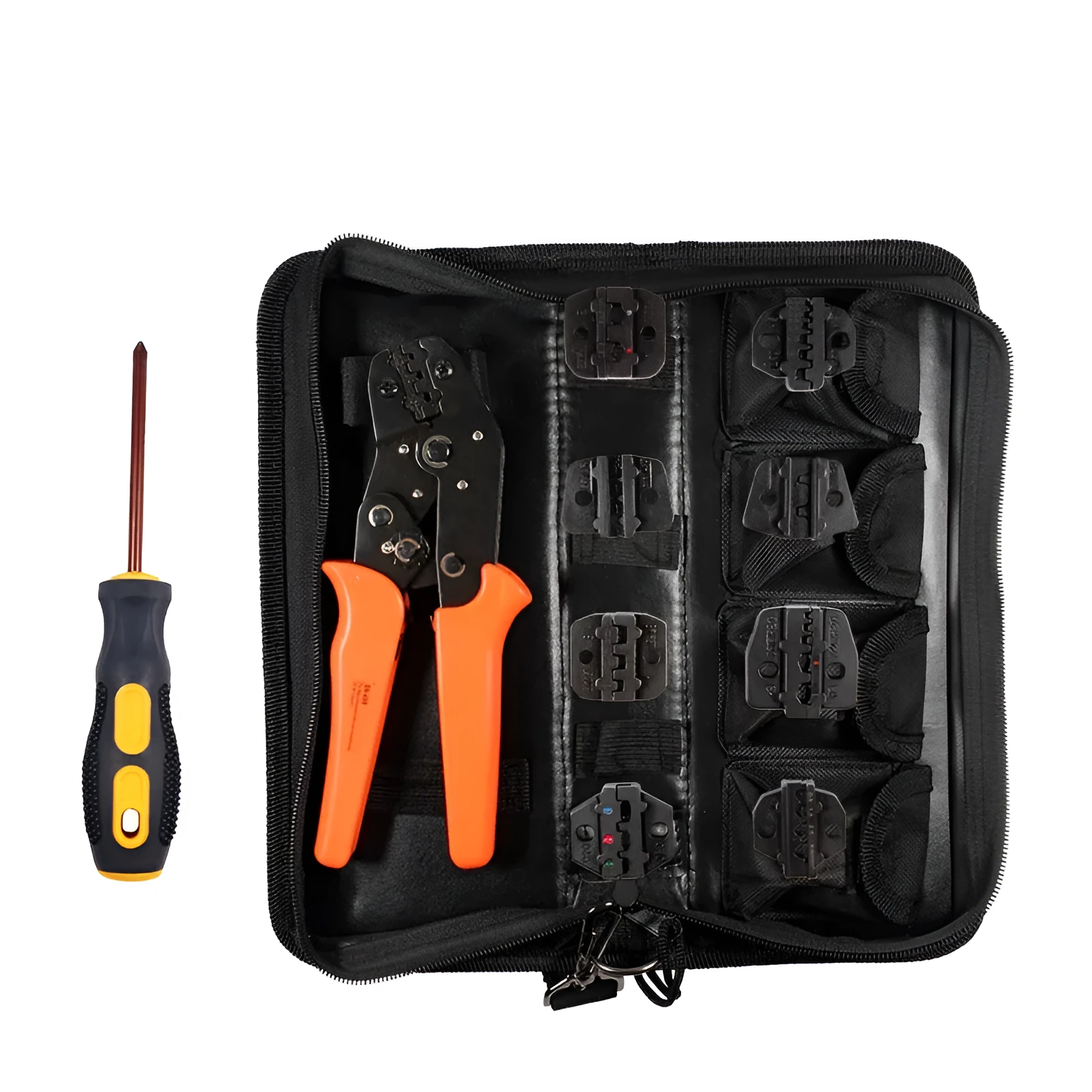 SN-48B portable terminal crimping pliers combination set with multiple jaw tools on a work surface.