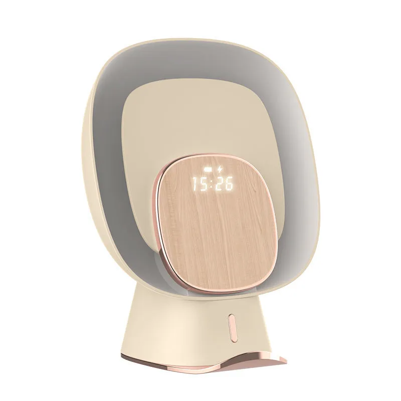 Wireless sticky mosquito killer lamp with clock and ambience light on a table, ABS plastic, 16.9x11.1x20.5cm