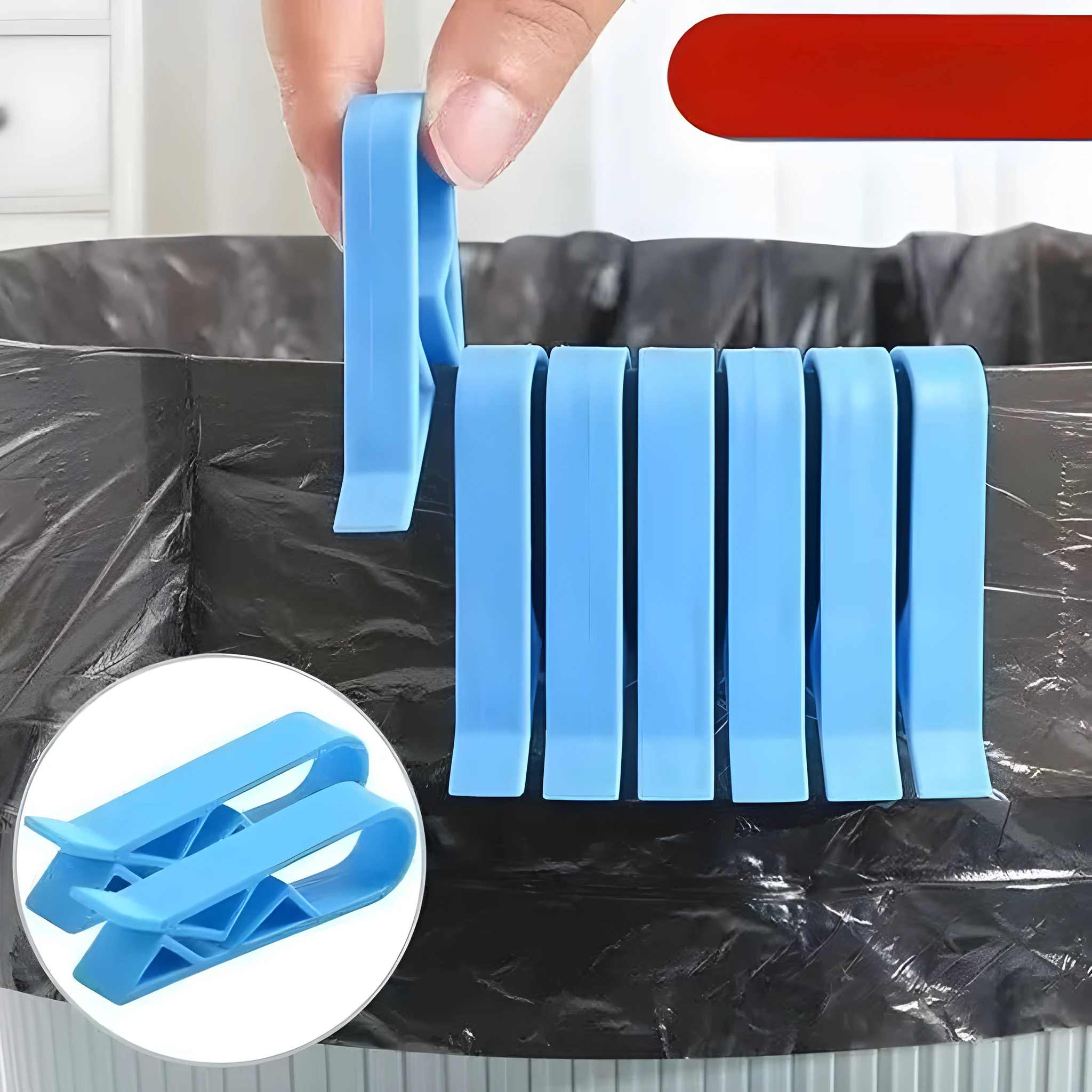 PP plastic garbage bag fixing clip for side-mounted attachment to trash cans