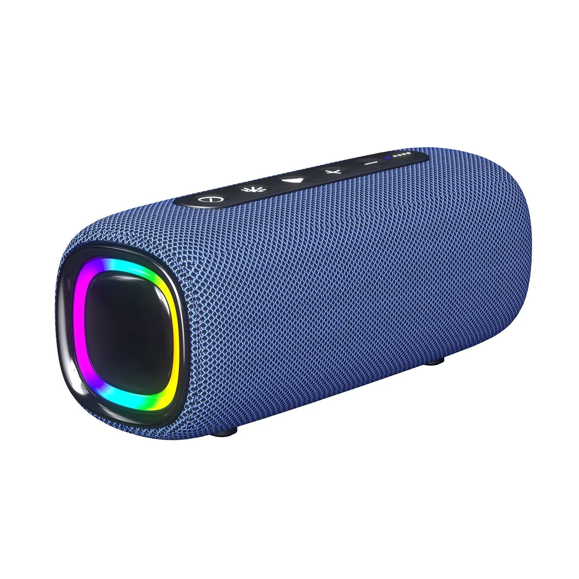Outdoor waterproof portable wireless Bluetooth speaker EBS-608 in gray with dual speaker units and cloth net cover