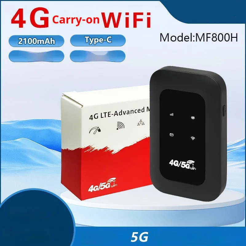Portable 4G WiFi router measuring 11 x 7.5 x 2.8 cm with SIM slot and LED indicators