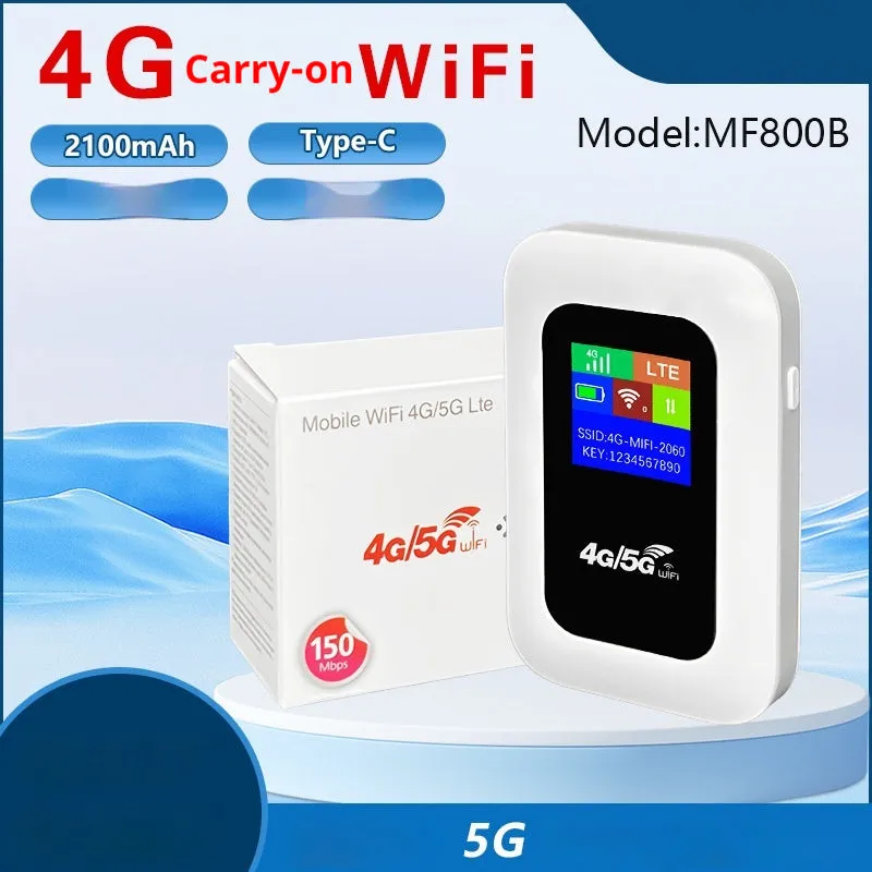 Portable 4G WiFi router measuring 11 x 7.5 x 2.8 cm with SIM slot and LED indicators