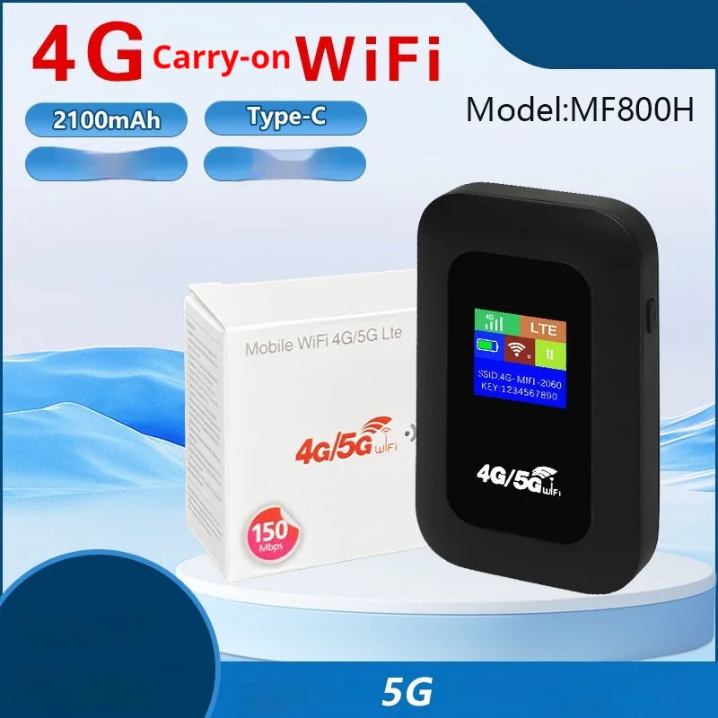 Portable 4G WiFi router measuring 11 x 7.5 x 2.8 cm with SIM slot and LED indicators