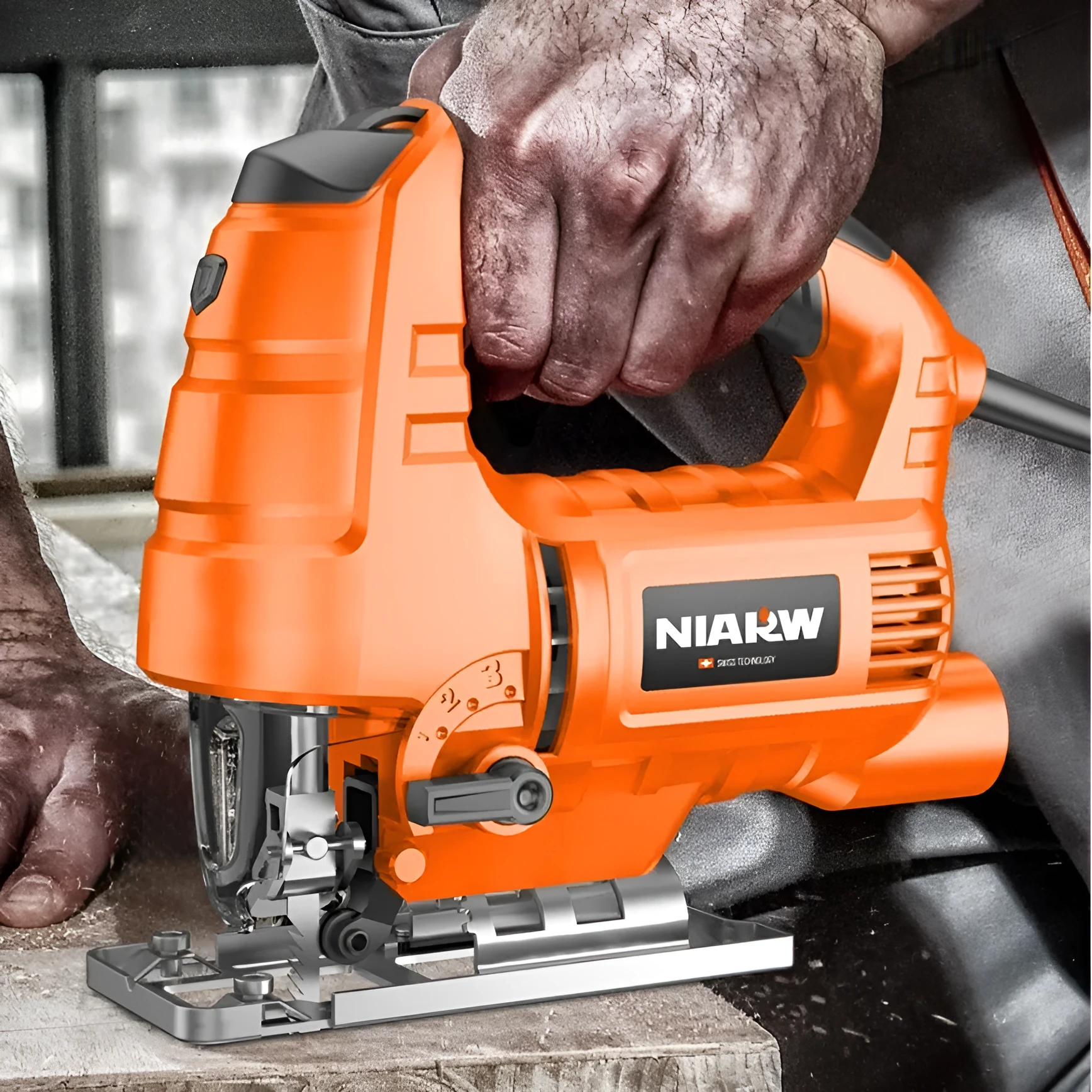 Handheld scroll saw 600W for cutting PVC wood and metal with five blades in paper box packaging