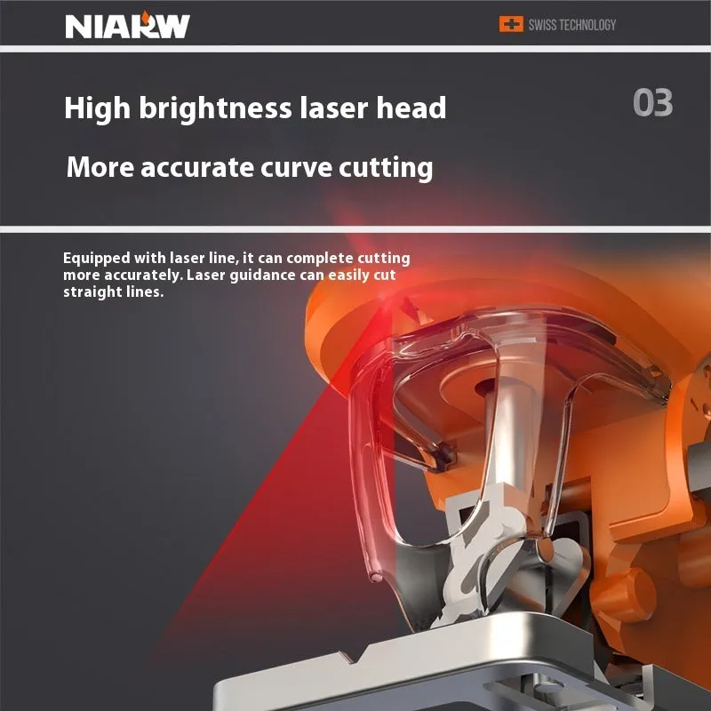 Handheld scroll saw 600W for cutting PVC wood and metal with five blades in paper box packaging