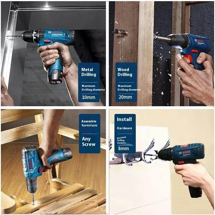 GSR120 LI rechargeable electric hand drill screwdriver with 10mm chuck and two batteries