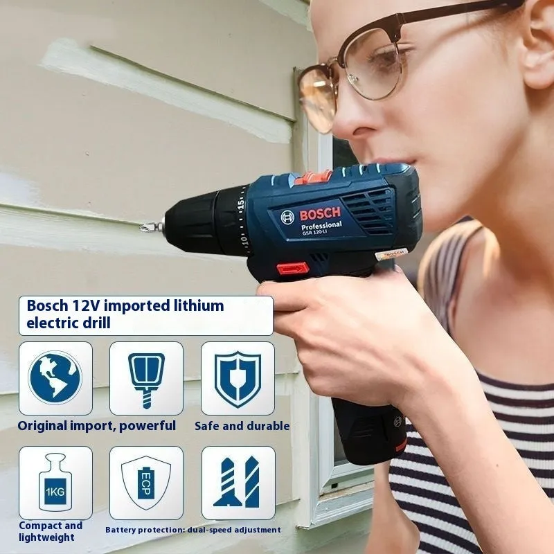 GSR120 LI rechargeable electric hand drill screwdriver with 10mm chuck and two batteries