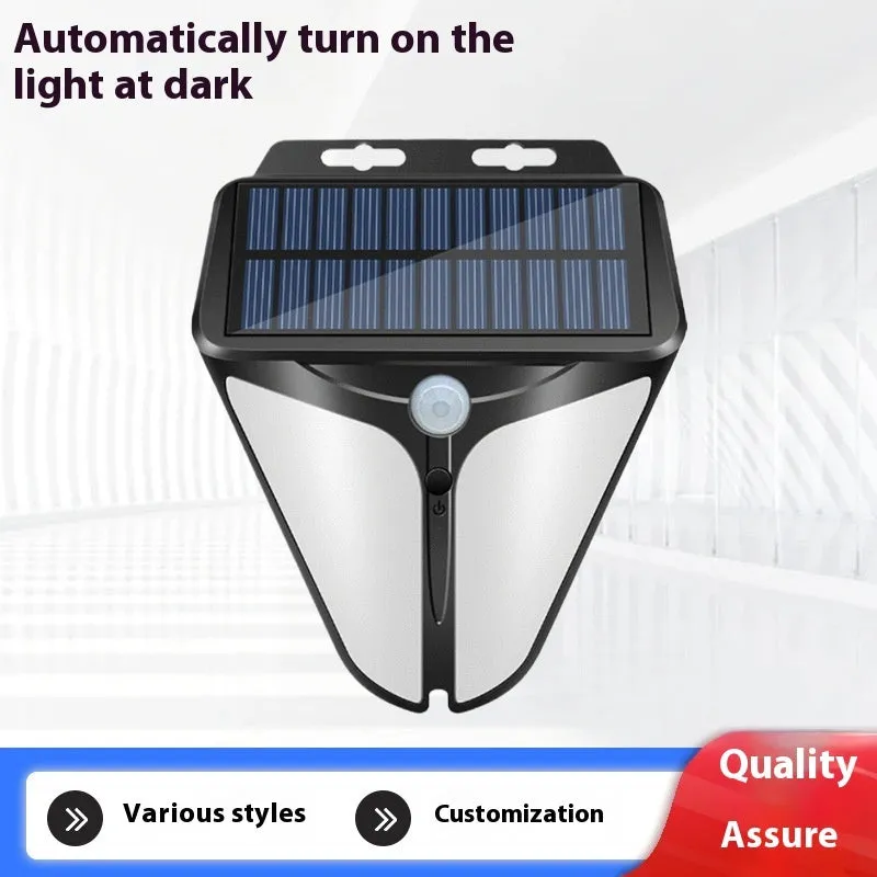 Heart-shaped human induction solar wall lamp mounted on wall with warm light glow